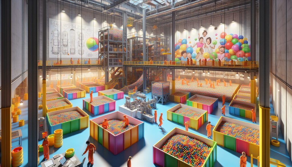 local con multiples piscinas de bolas gigantes y parque de bolas gigante