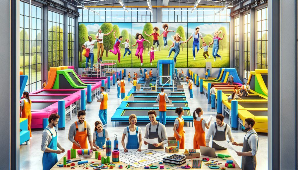 Parque de camas elásticas de ingterior con multiples actividades independientes.