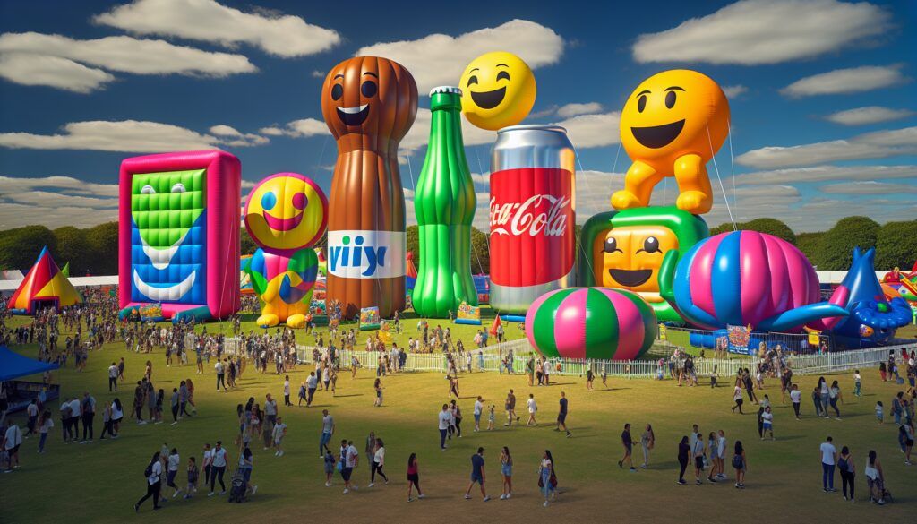 Hinchables publicitarios infantiles en exposicion al eterior