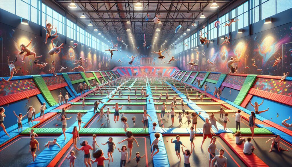 Gran Trampoline park con multiples camas de saltos interior