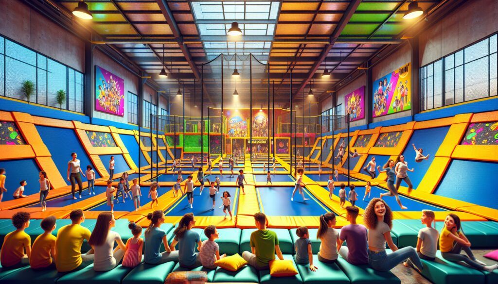 Trampoline Park de interior con camas de salto inclinadas