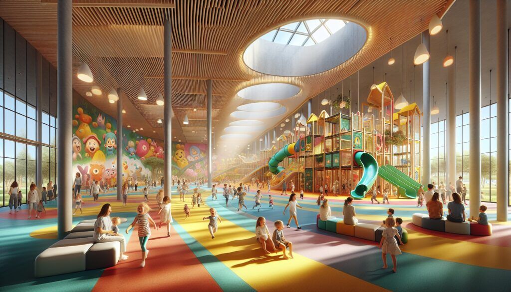 Fabricante de parques infantiles de interior en Sevilla, con 6 metros de alto y toboganes varios