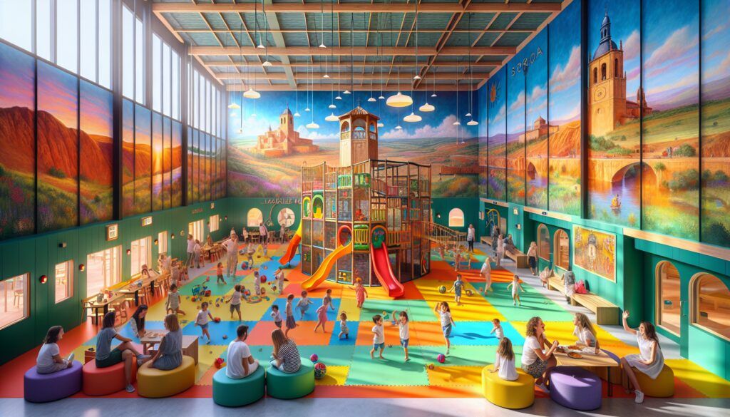 Fabricante de parques infantiles de interior en Soria, con una zona de juegos infantil de prueba