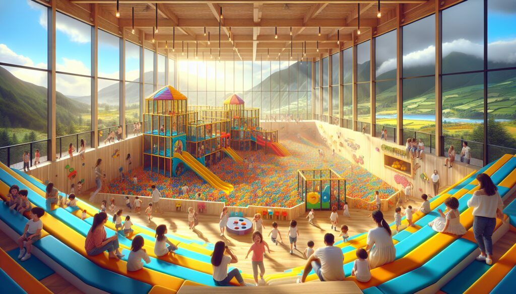 Fabrica de parques de bolas en Asturias con un escenario