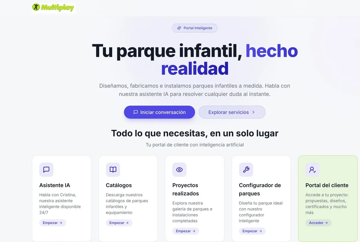 Multiplay client portal with assistant, catalogues and projects